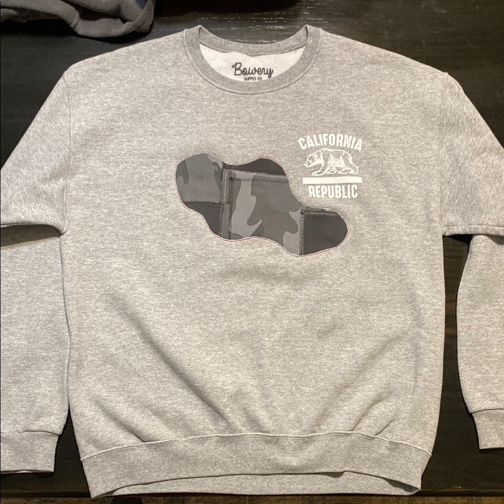 Custom Reworked Handmade California Republic Men's Crewneck Sweater